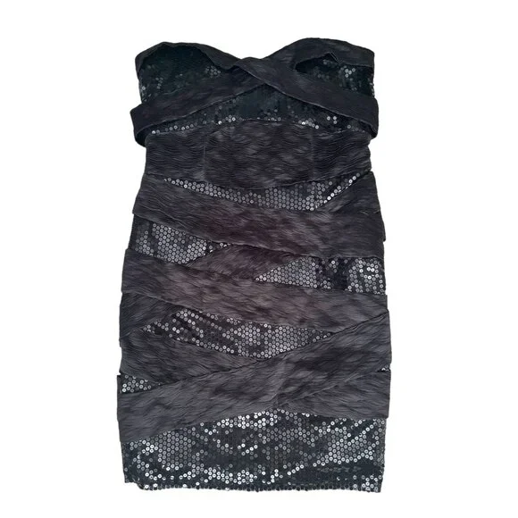 Arden B Dresses | Arden B. Womens Strapless Black Sequin Bandage Mini Dress Size Medium M Nwt | Color: Black | Size: M | Rosepeddlesny's Closet